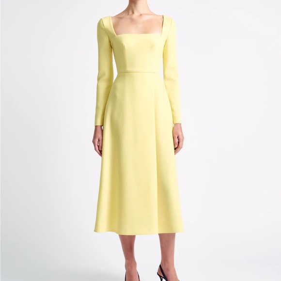 EMILIA WICKSTEAD Pleated Glenda Midi Dress - Lemon